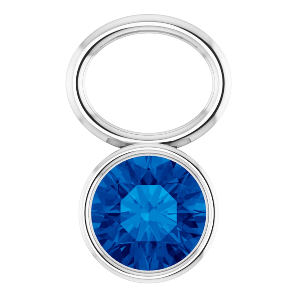 Platinum Lab-Grown Sapphire Bezel-Set Hoop Dangle