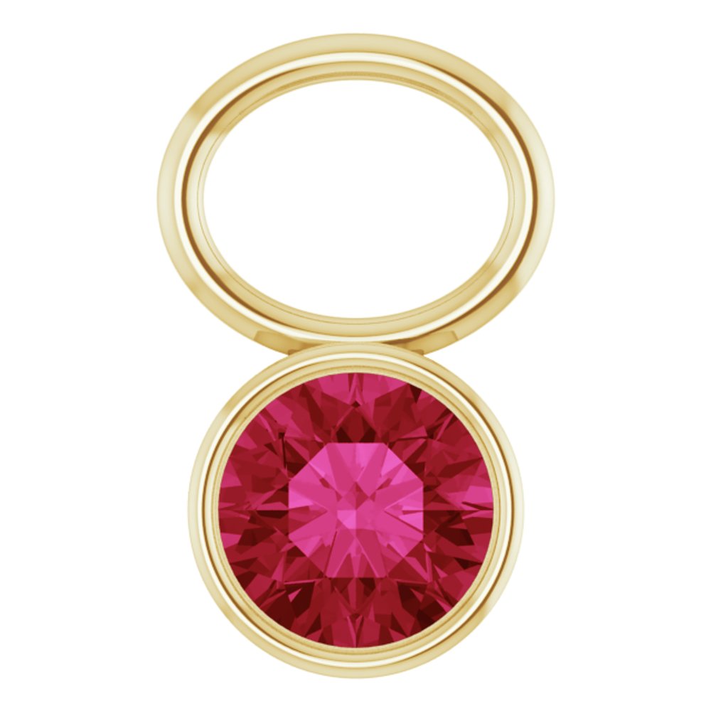 14K Yellow Lab-Grown Ruby Bezel-Set Hoop Dangle