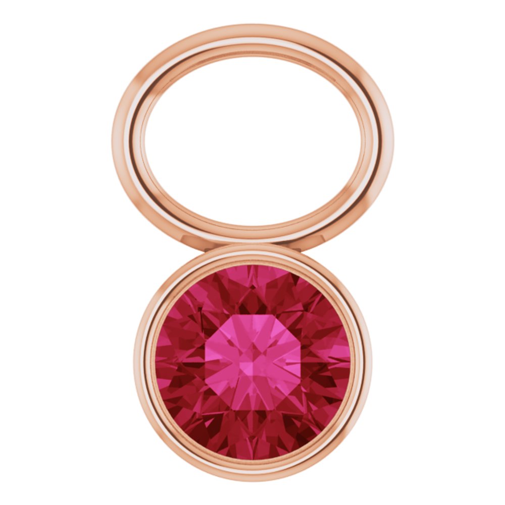 14K Rose Lab-Grown Ruby Hoop Dangle