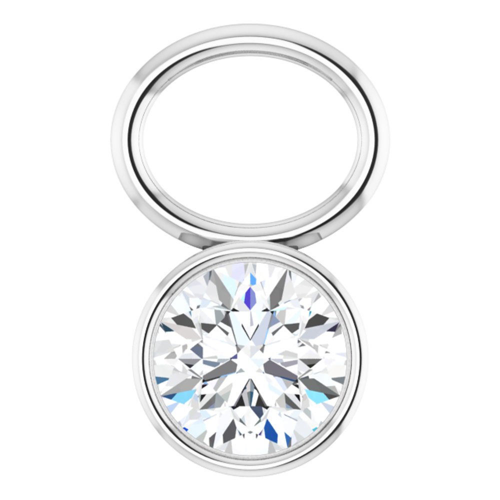 Platinum Lab-Grown Moissanite Bezel-Set Hoop Dangle