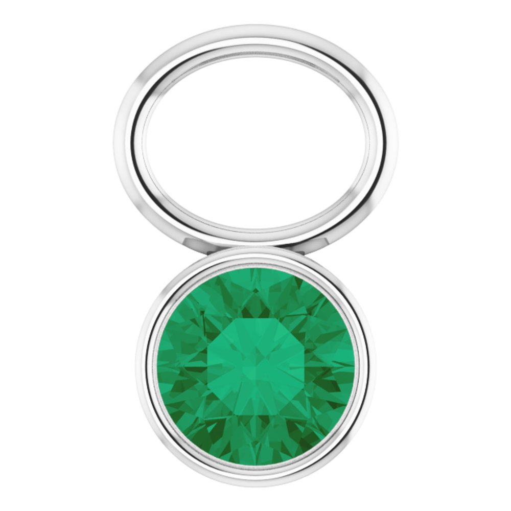 Platinum Lab-Grown Emerald Bezel-Set Hoop Dangle