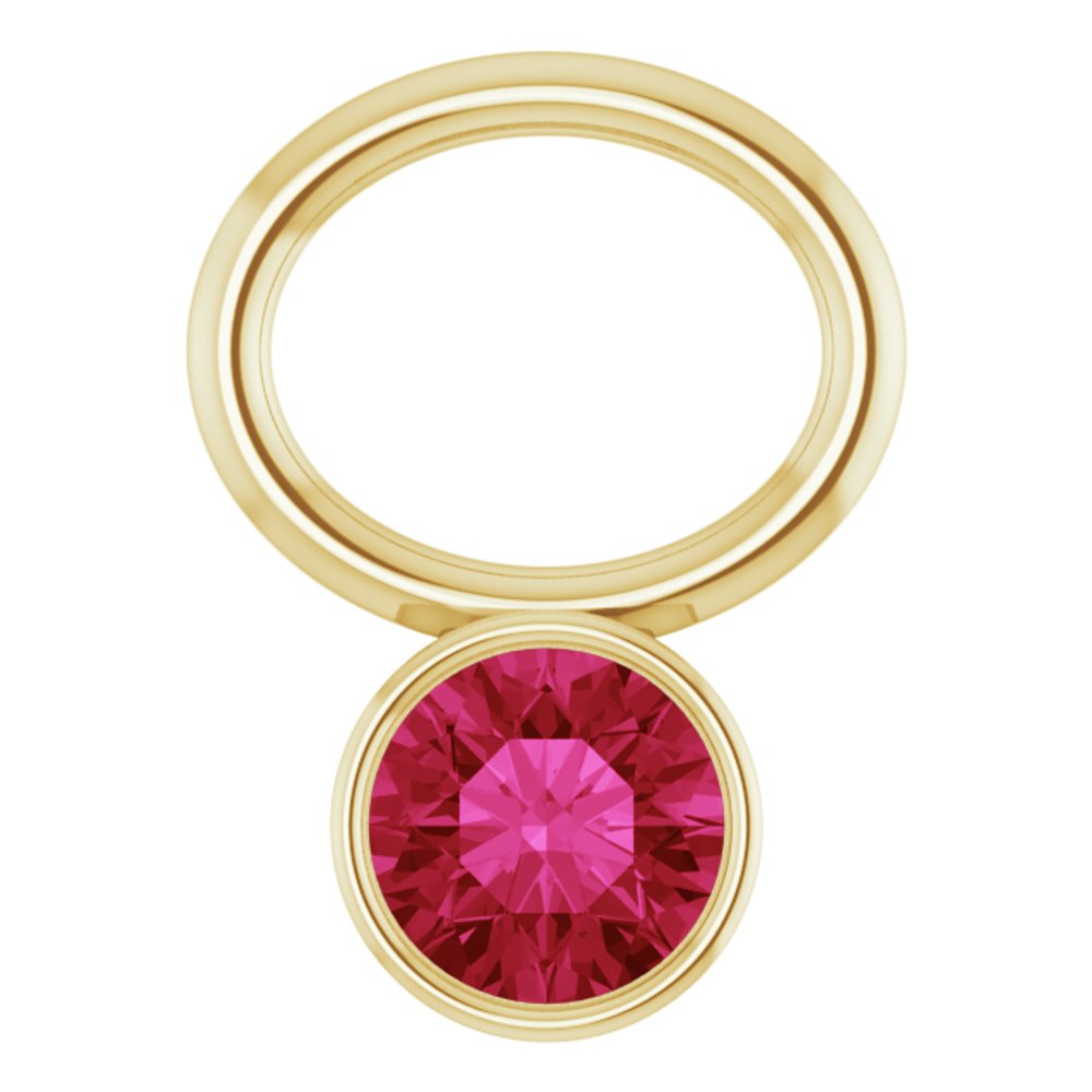 14K Yellow Lab-Grown Ruby Bezel-Set Hoop Dangle