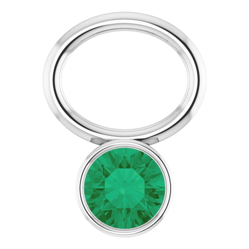 Platinum Lab-Grown Emerald Bezel-Set Hoop Dangle