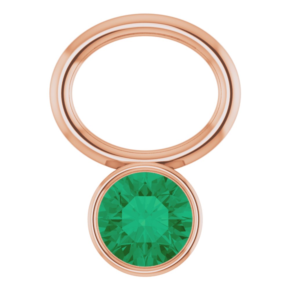 14K Rose Lab-Grown Emerald Hoop Dangle