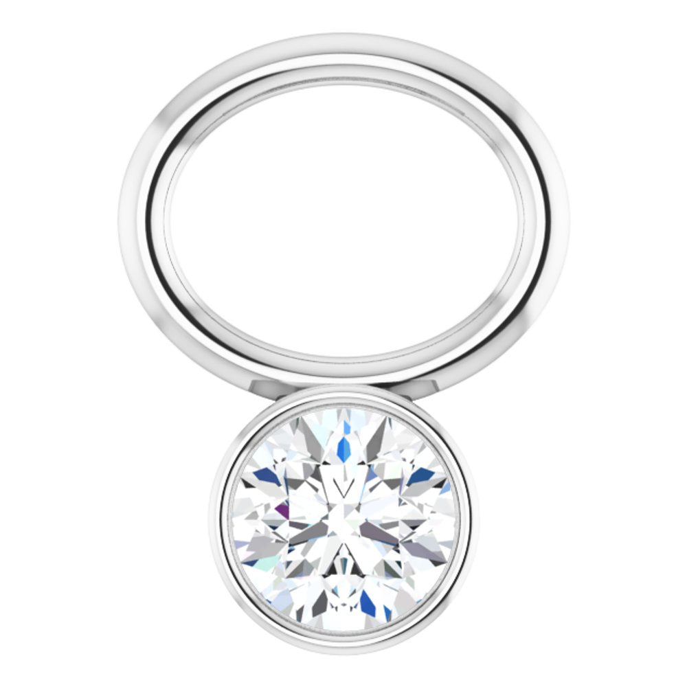 Platinum Lab-Grown Moissanite Bezel-Set Hoop Dangle