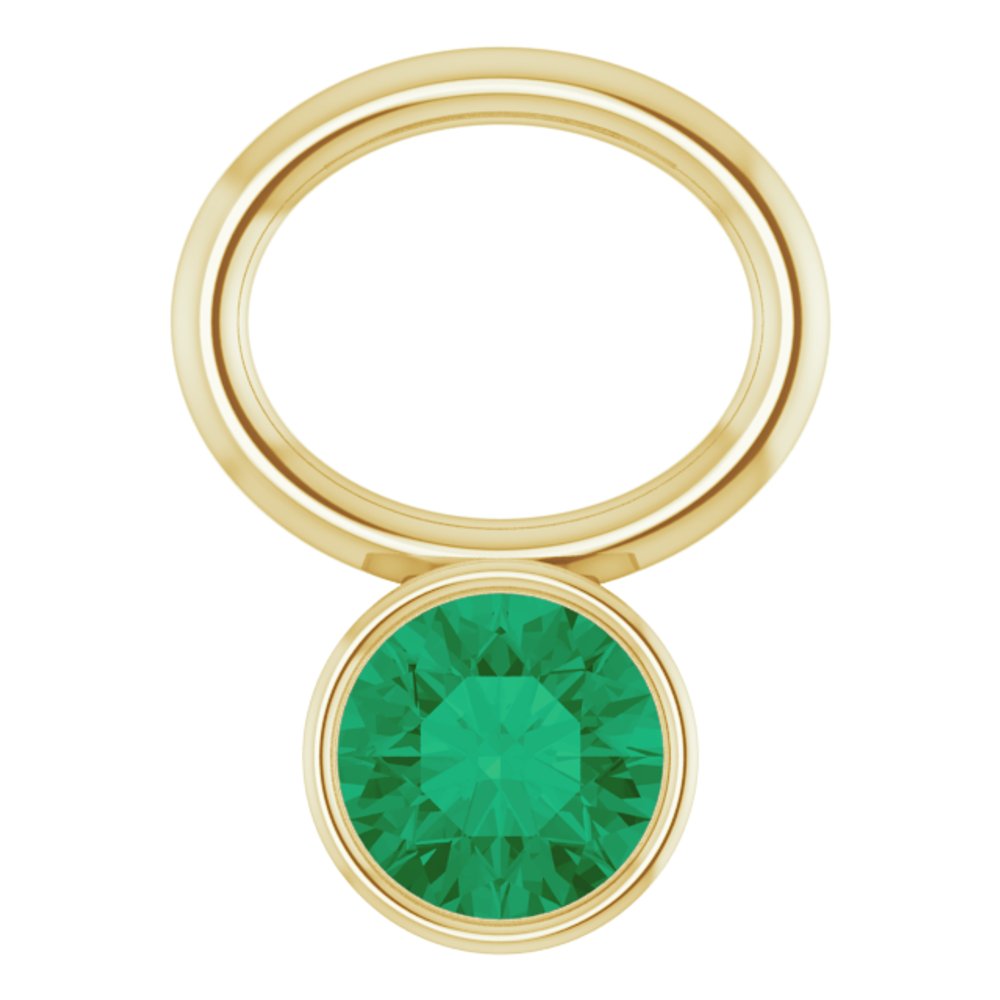 14K Yellow Lab-Grown Emerald Bezel-Set Hoop Dangle