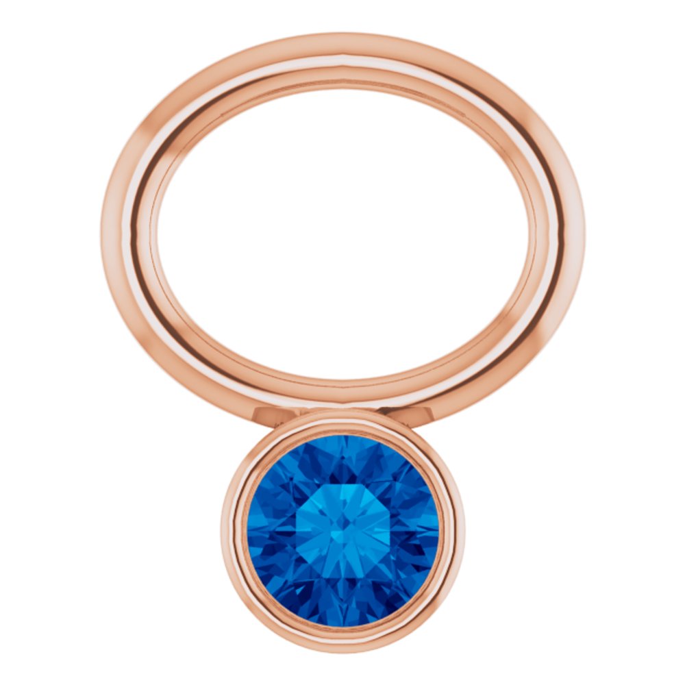 14K Rose Lab-Grown Blue Sapphire Hoop Dangle