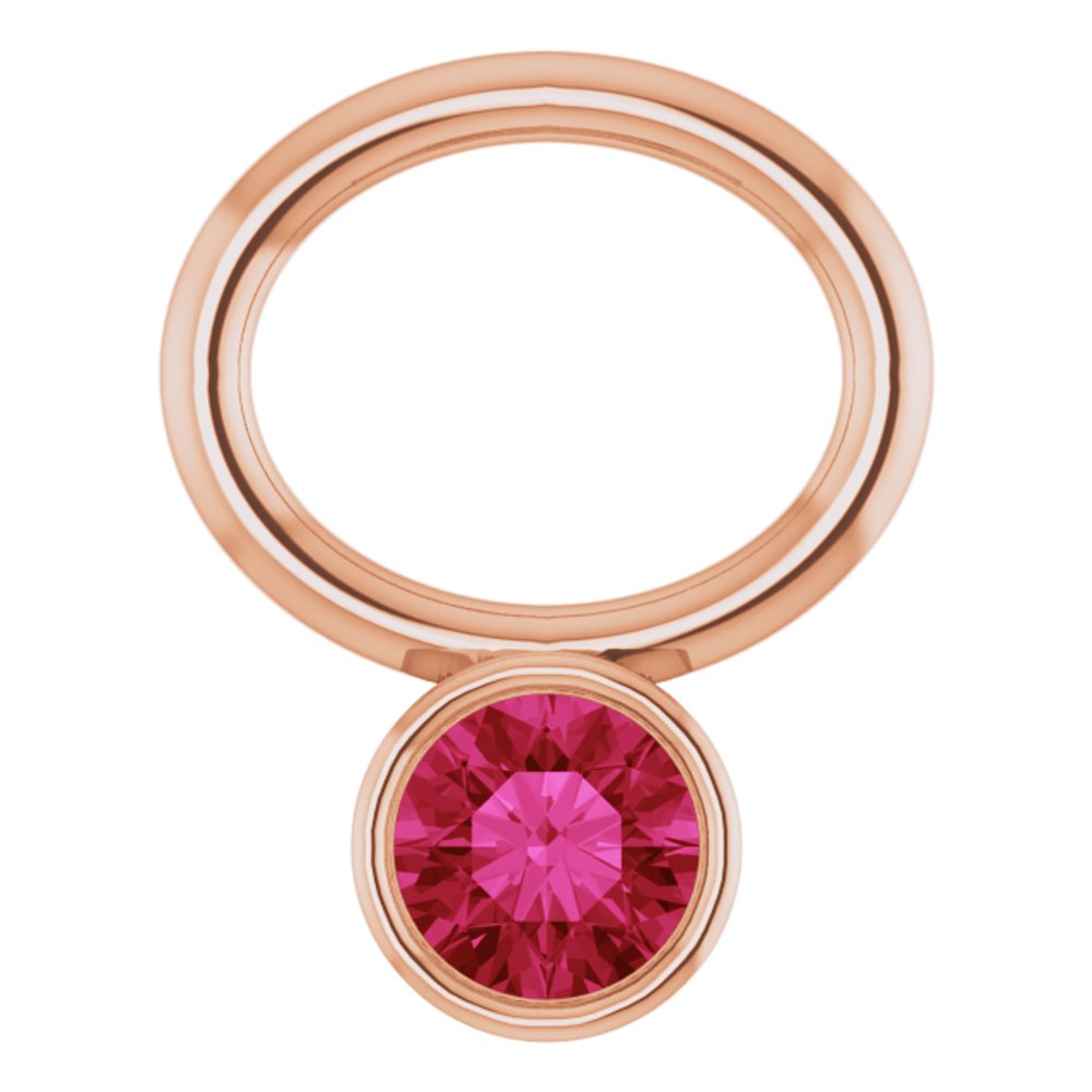 14K Rose Lab-Grown Ruby Hoop Dangle