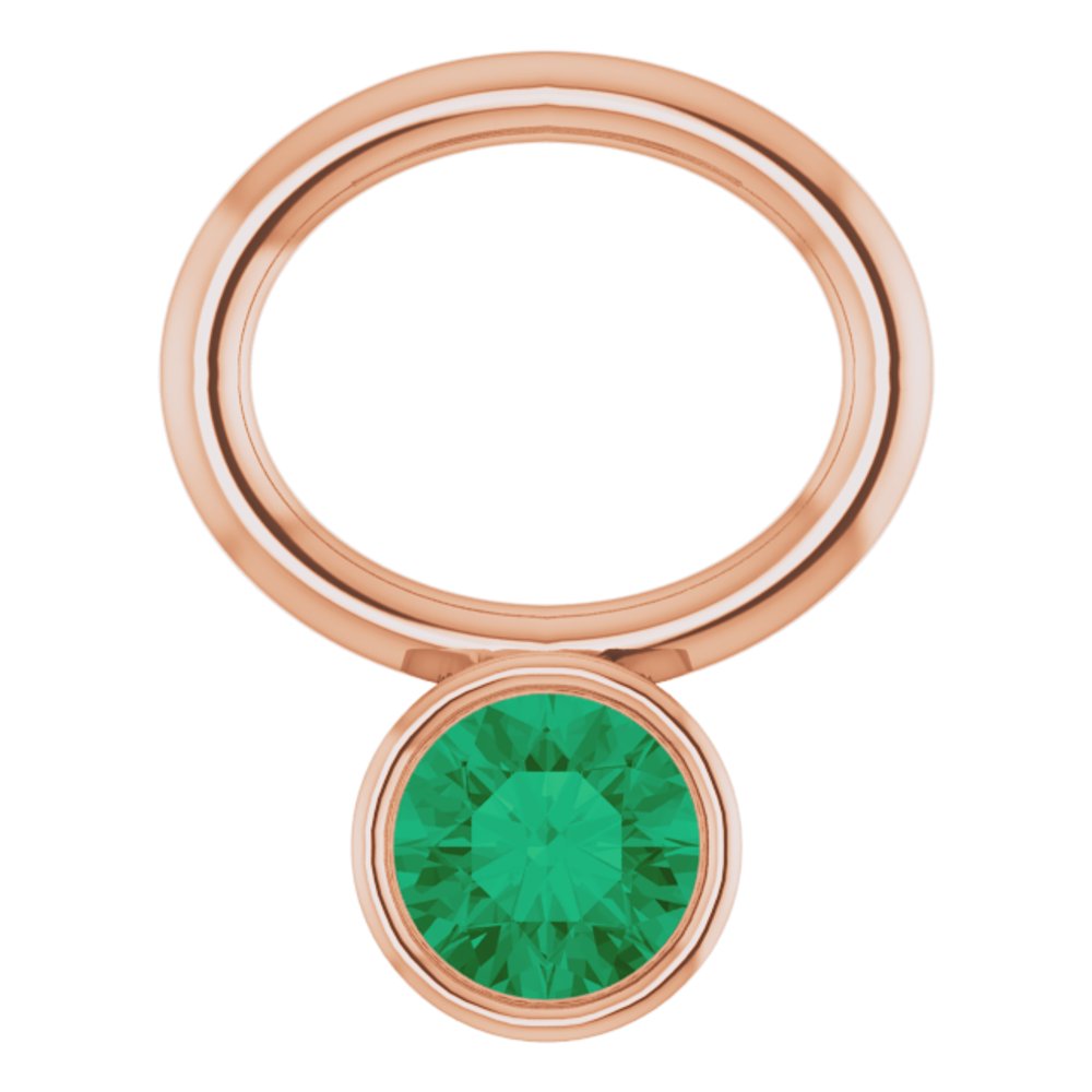 14K Rose Lab-Grown Emerald Hoop Dangle