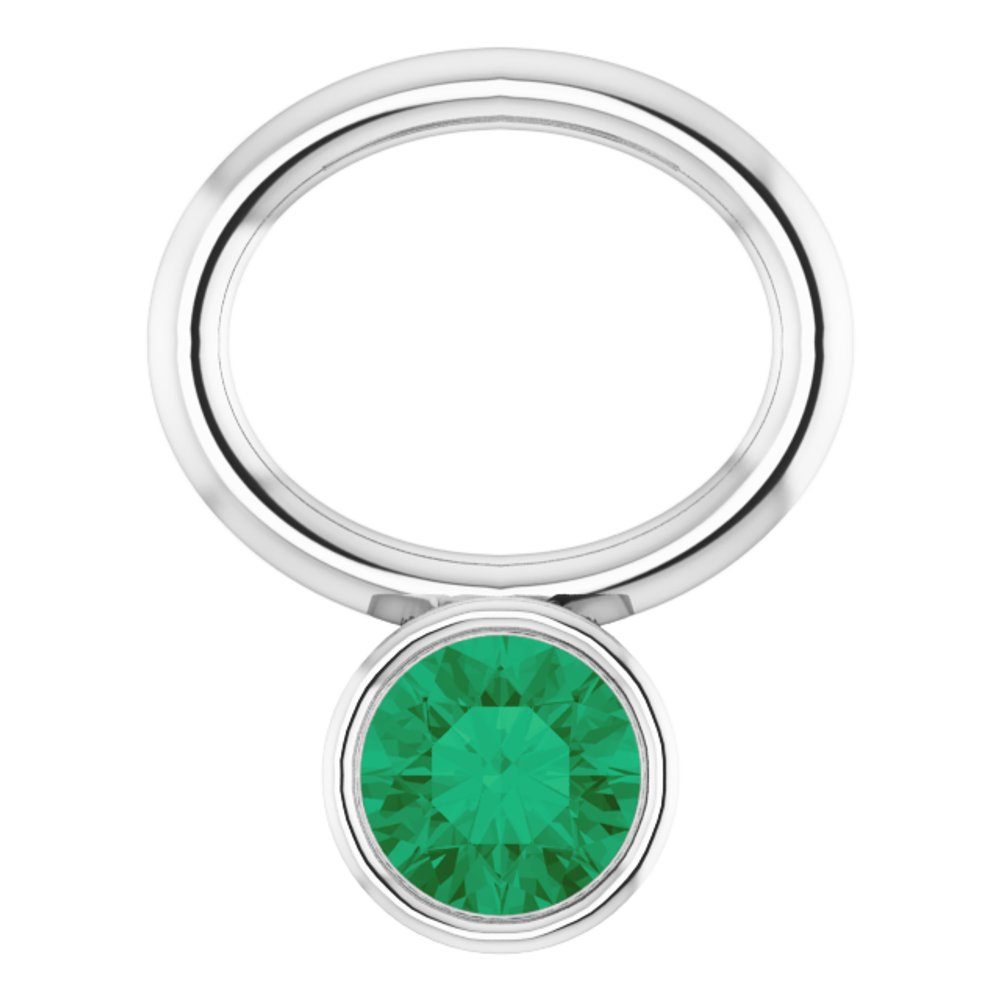 Platinum Lab-Grown Emerald Bezel-Set Hoop Dangle