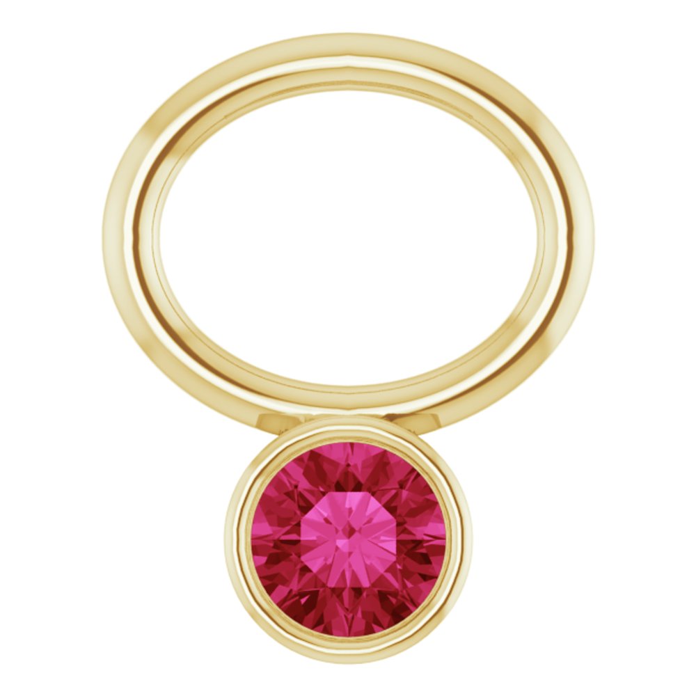 14K Yellow Lab-Grown Ruby Bezel-Set Hoop Dangle