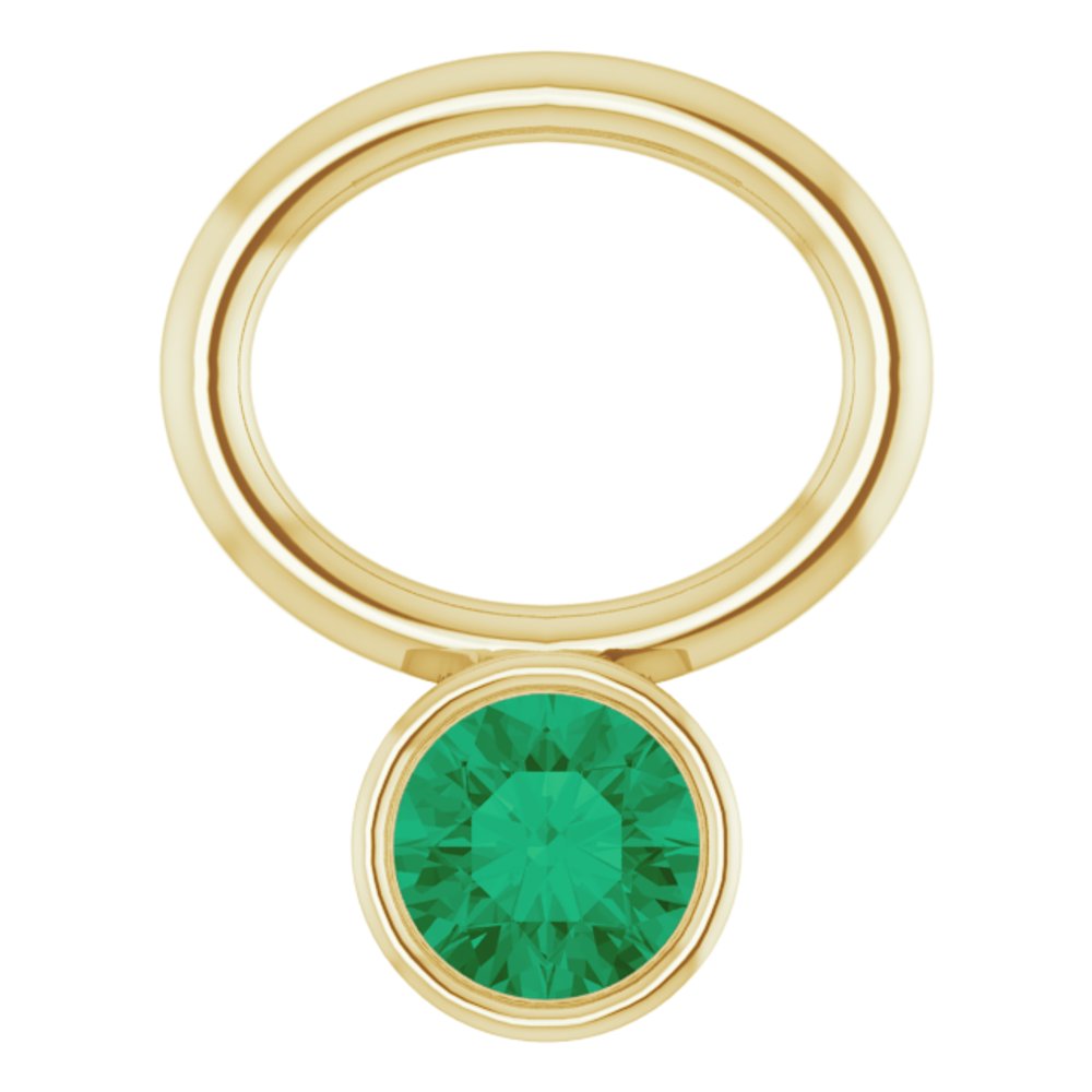 14K Yellow Lab-Grown Emerald Bezel-Set Hoop Dangle