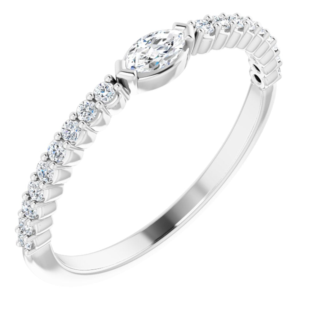 14K White 1/4 CTW Natural Diamond Stackable Ring