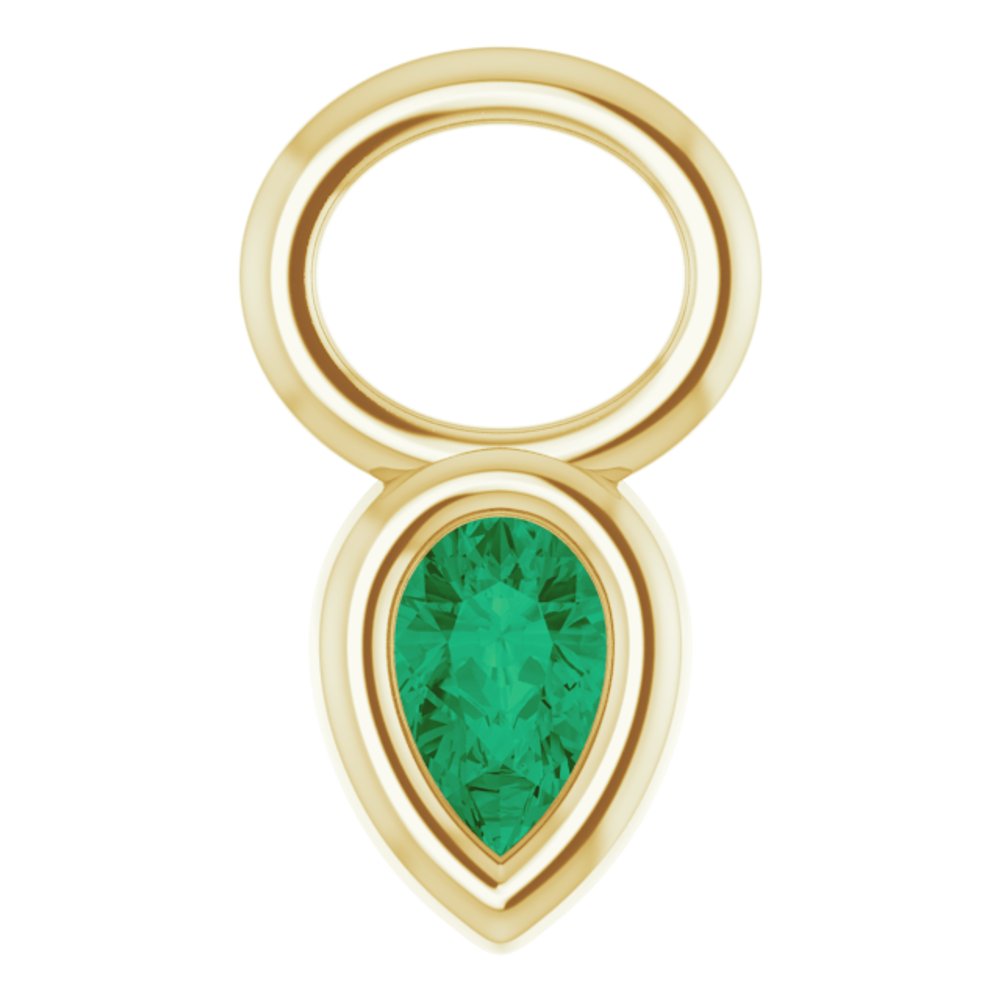 14K Yellow Lab-Grown Emerald Bezel-Set Hoop Dangle