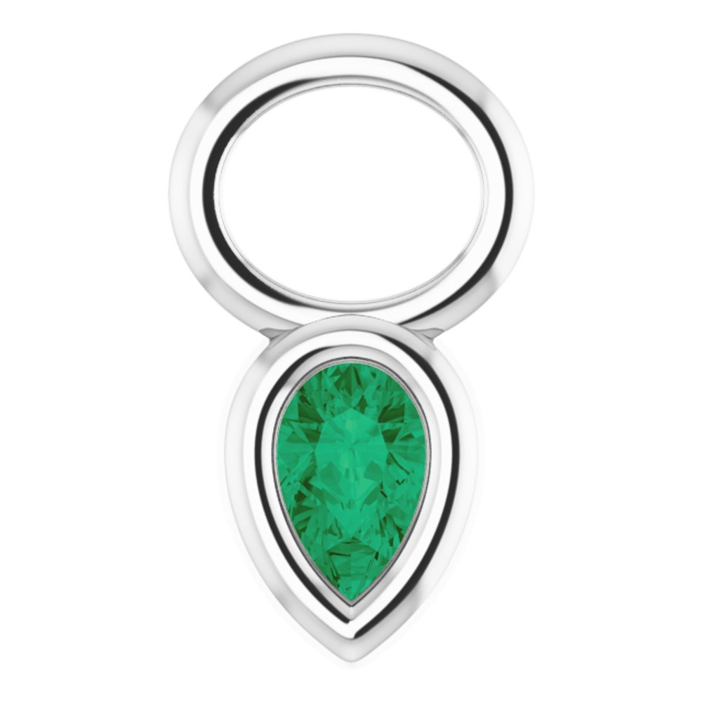 Platinum Lab-Grown Emerald Bezel-Set Hoop Dangle