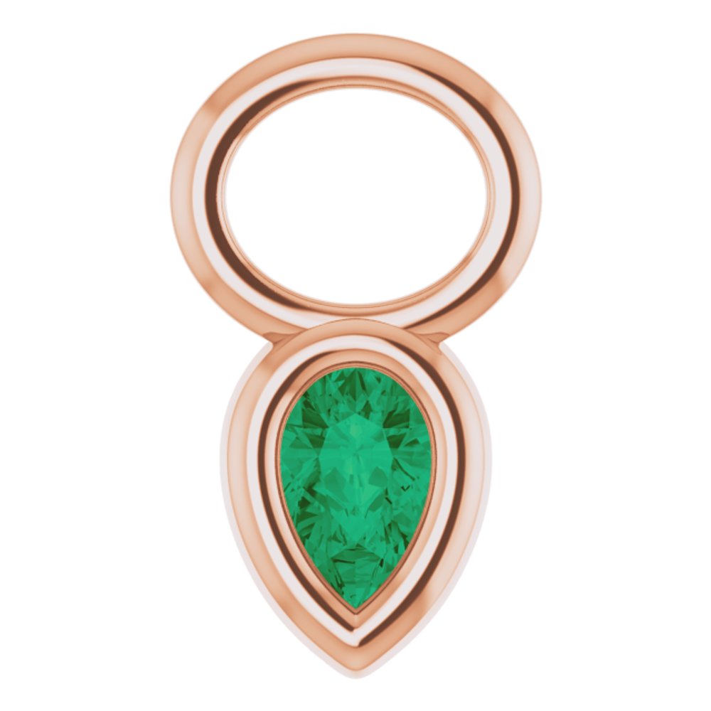 14K Rose Lab-Grown Emerald Hoop Dangle