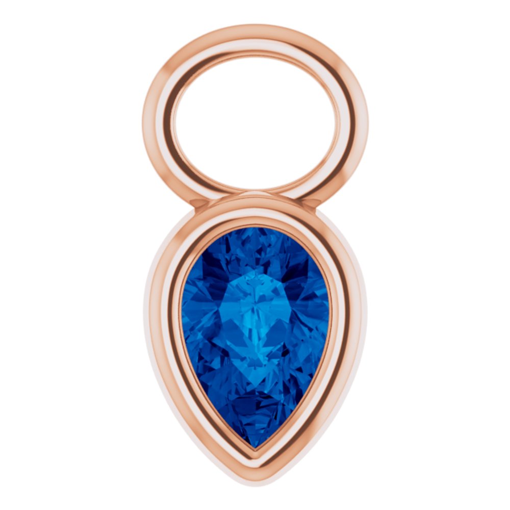 14K Rose Lab-Grown Blue Sapphire Hoop Dangle