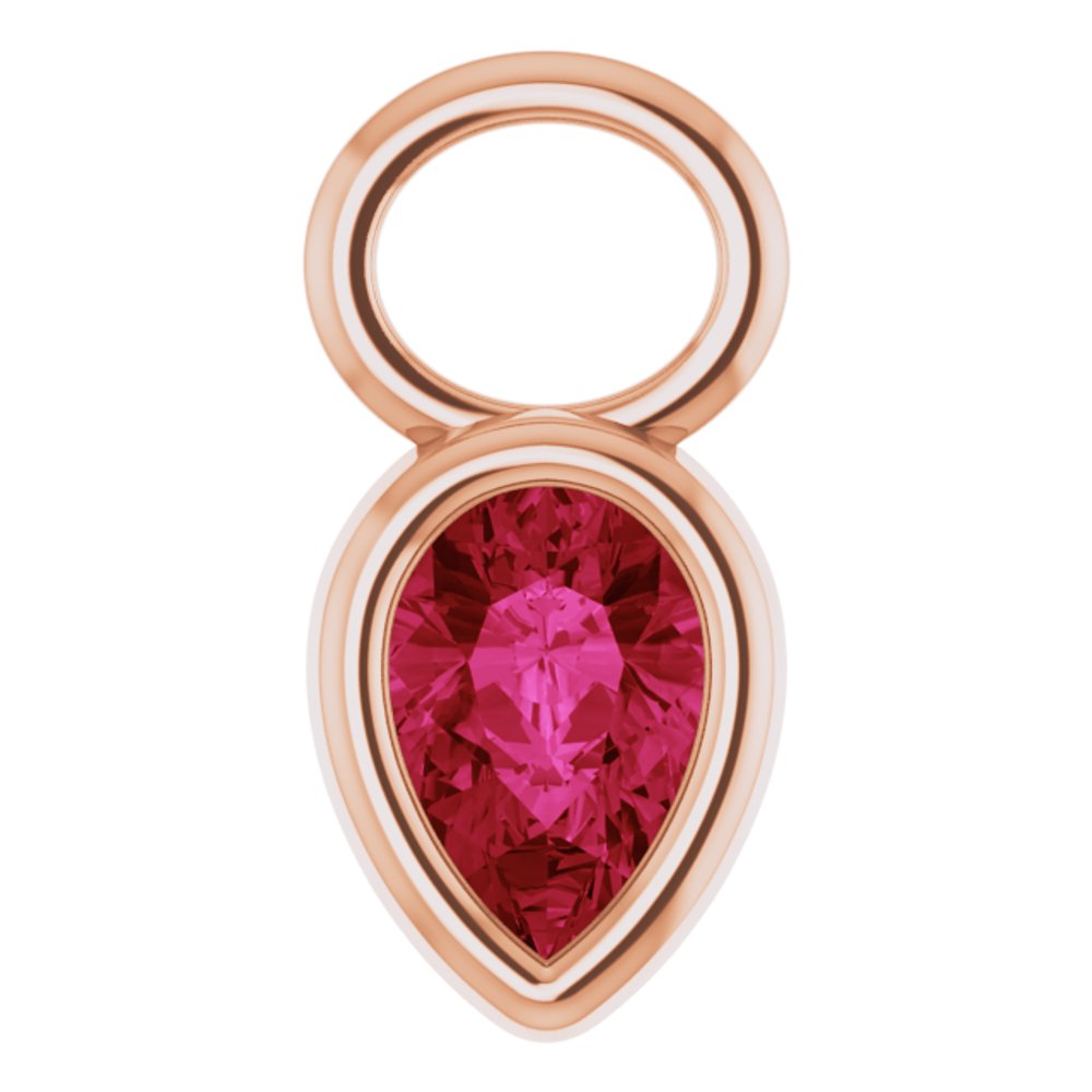 14K Rose Lab-Grown Ruby Hoop Dangle