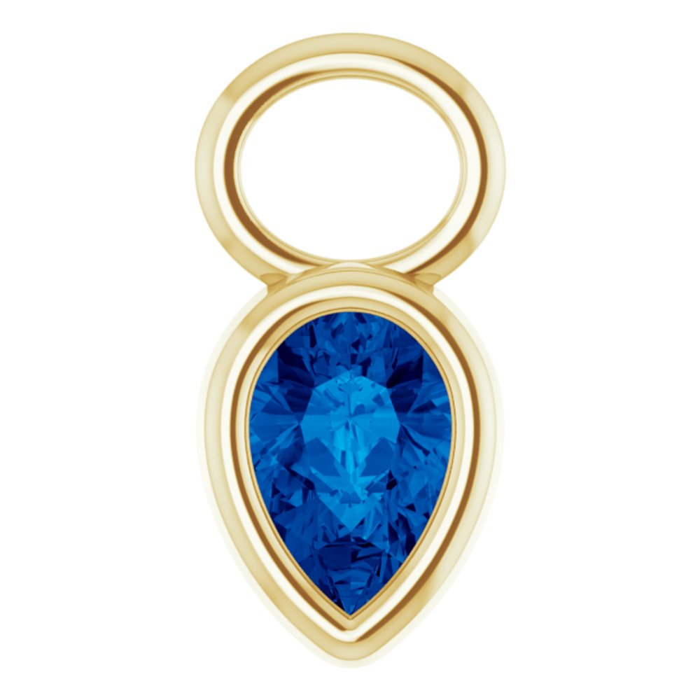 14K Yellow Lab-Grown Blue Sapphire Hoop Dangle