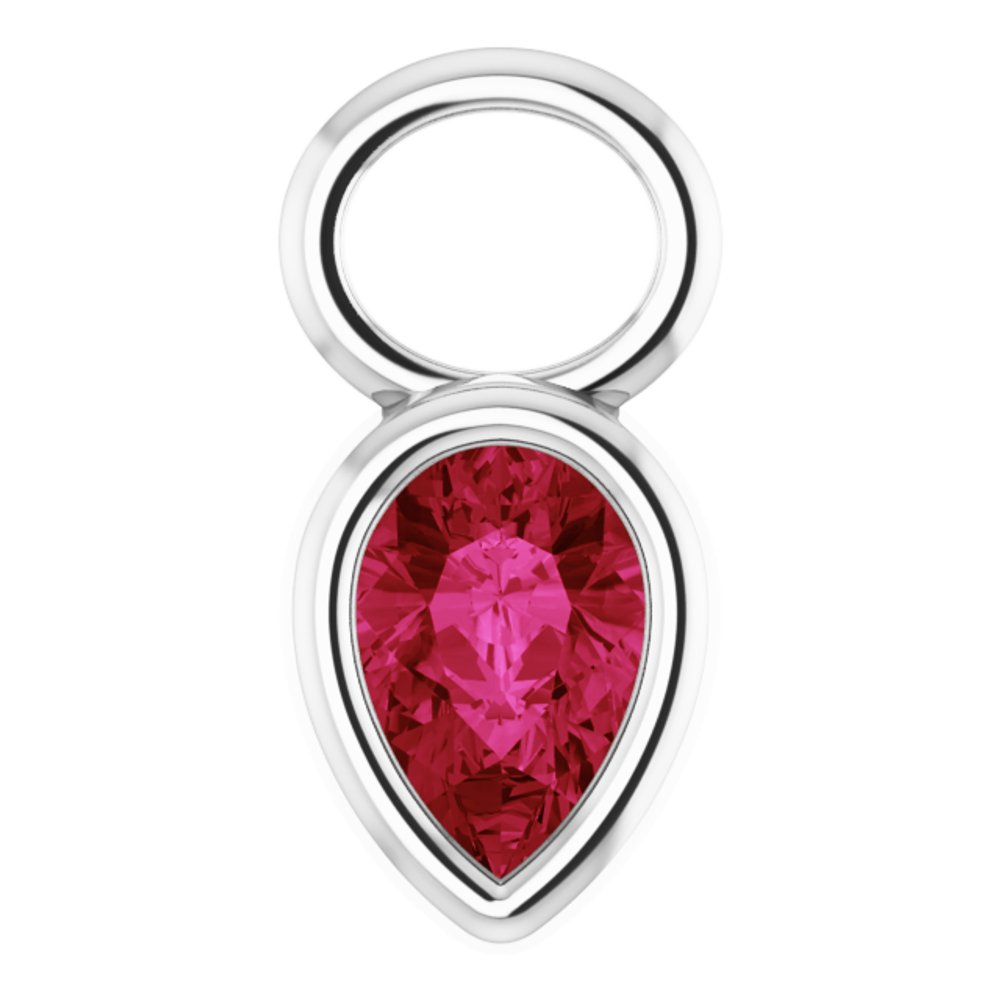 Platinum Lab-Grown Ruby Bezel-Set Hoop Dangle