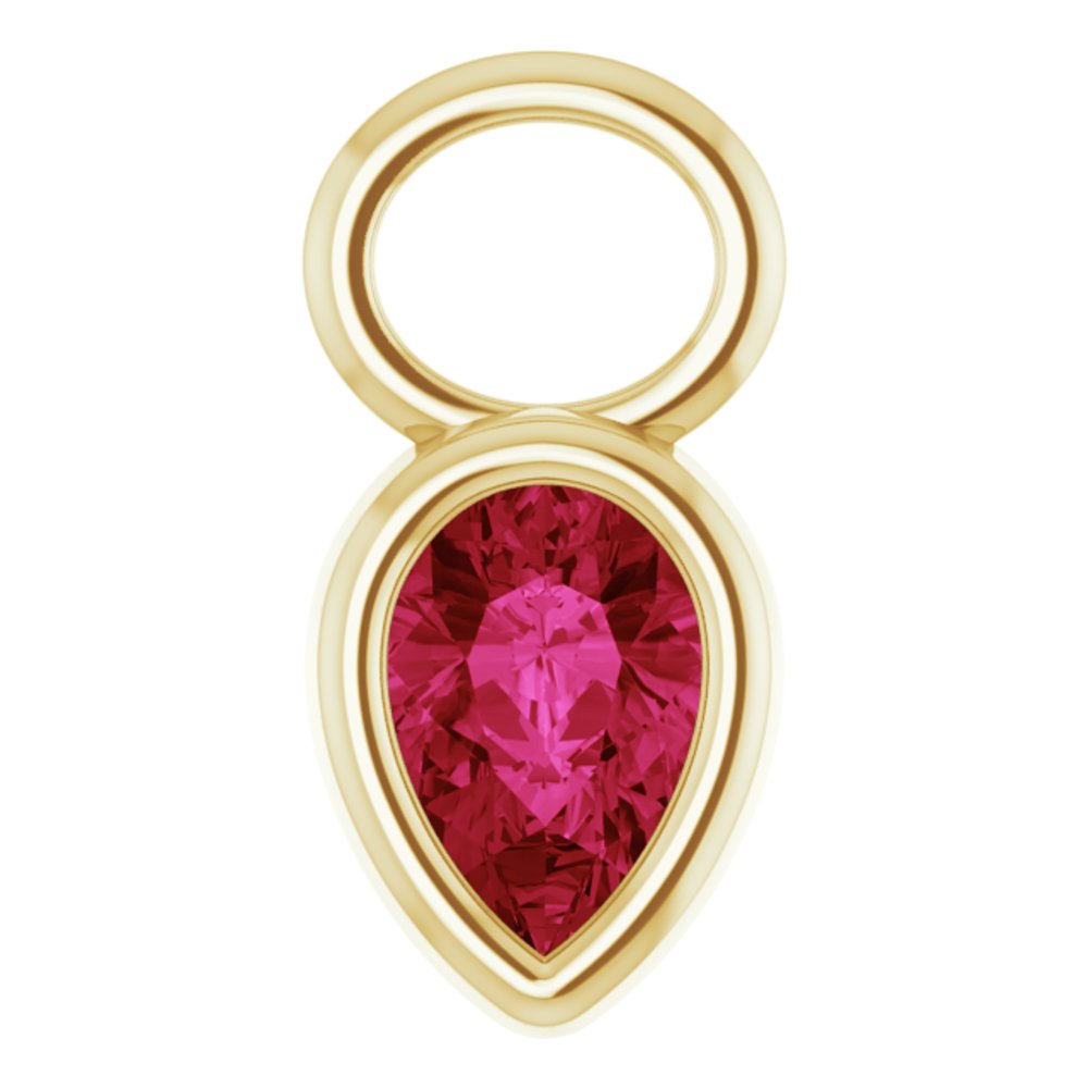 14K Yellow Lab-Grown Ruby Bezel-Set Hoop Dangle