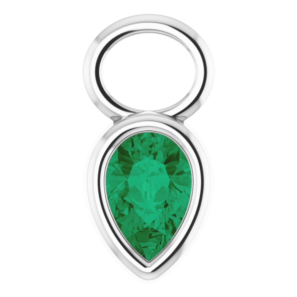 Platinum Lab-Grown Emerald Bezel-Set Hoop Dangle