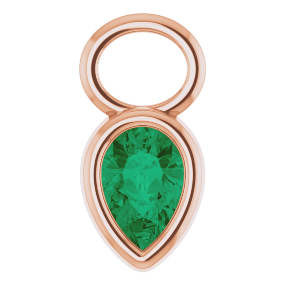 14K Rose Lab-Grown Emerald Hoop Dangle