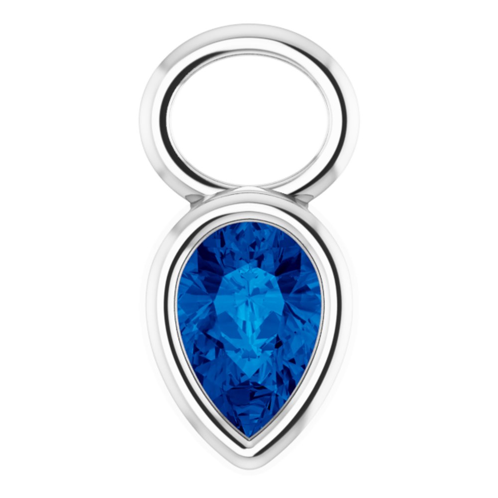 Platinum Lab-Grown Sapphire Bezel-Set Hoop Dangle