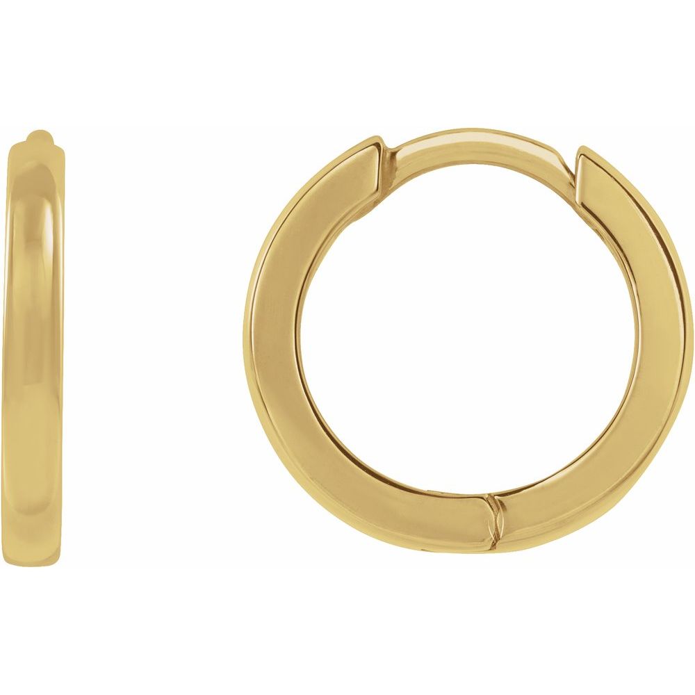 14K Yellow 10 mm Huggie Hoop Earrings