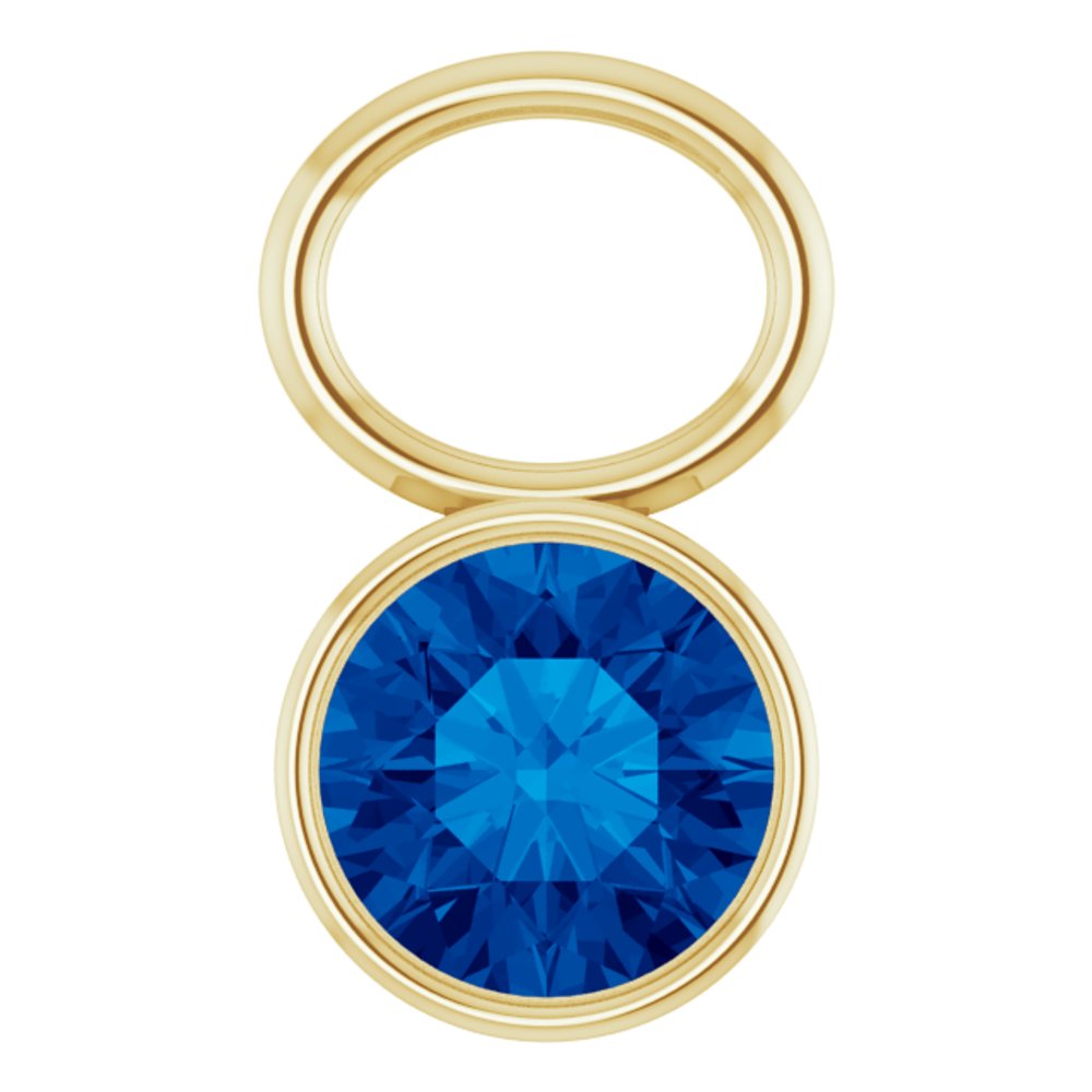 14K Yellow Lab-Grown Blue Sapphire Hoop Dangle