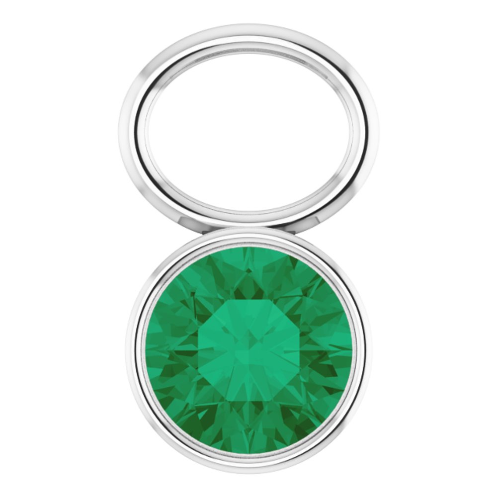 Platinum Lab-Grown Emerald Bezel-Set Hoop Dangle