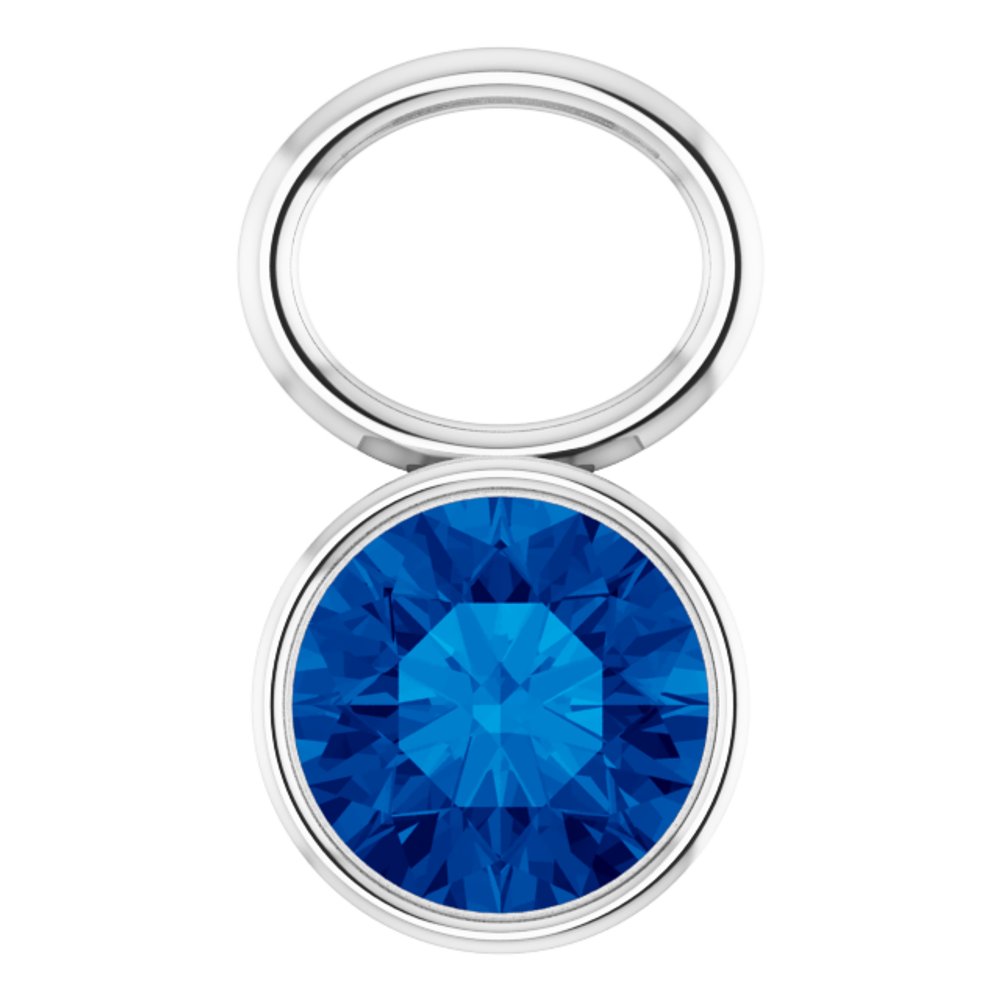 Platinum Lab-Grown Sapphire Bezel-Set Hoop Dangle