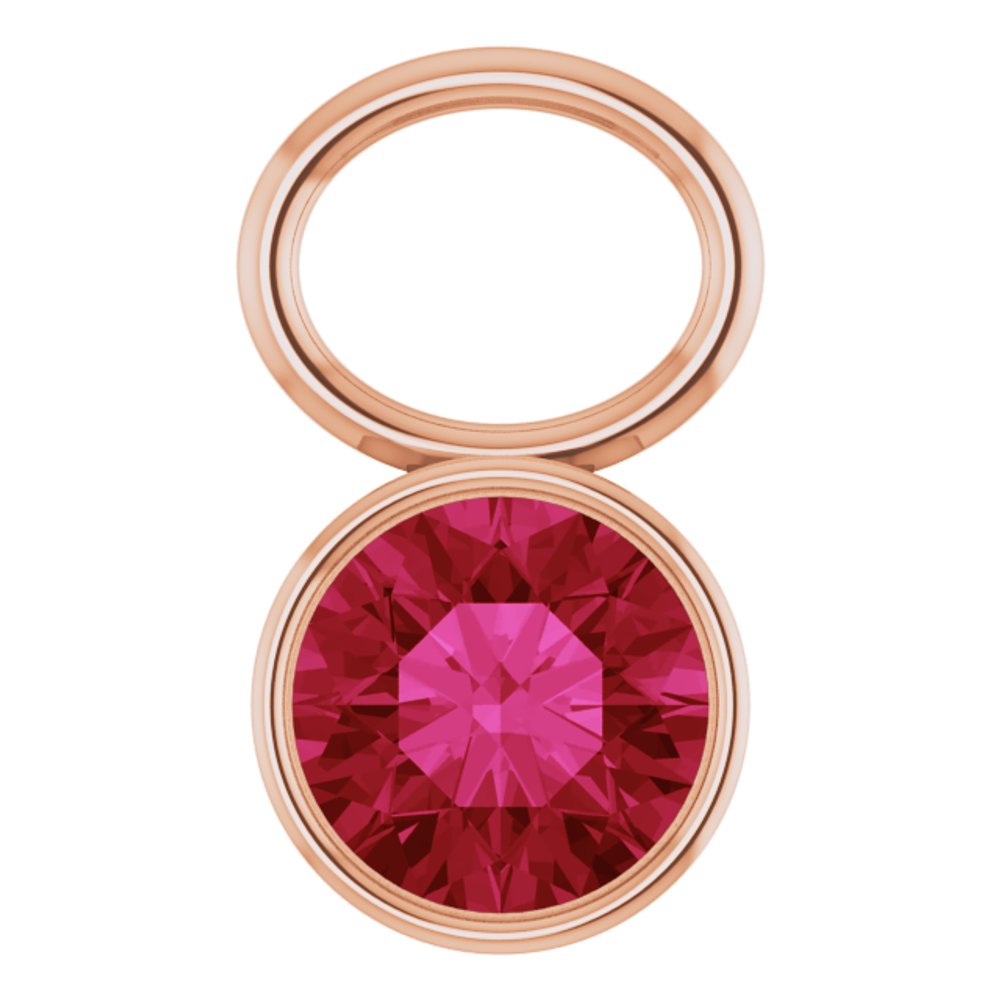 14K Rose Lab-Grown Ruby Hoop Dangle