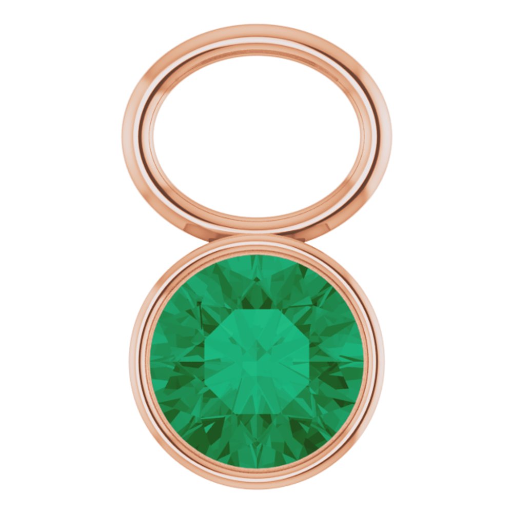 14K Rose Lab-Grown Emerald Hoop Dangle