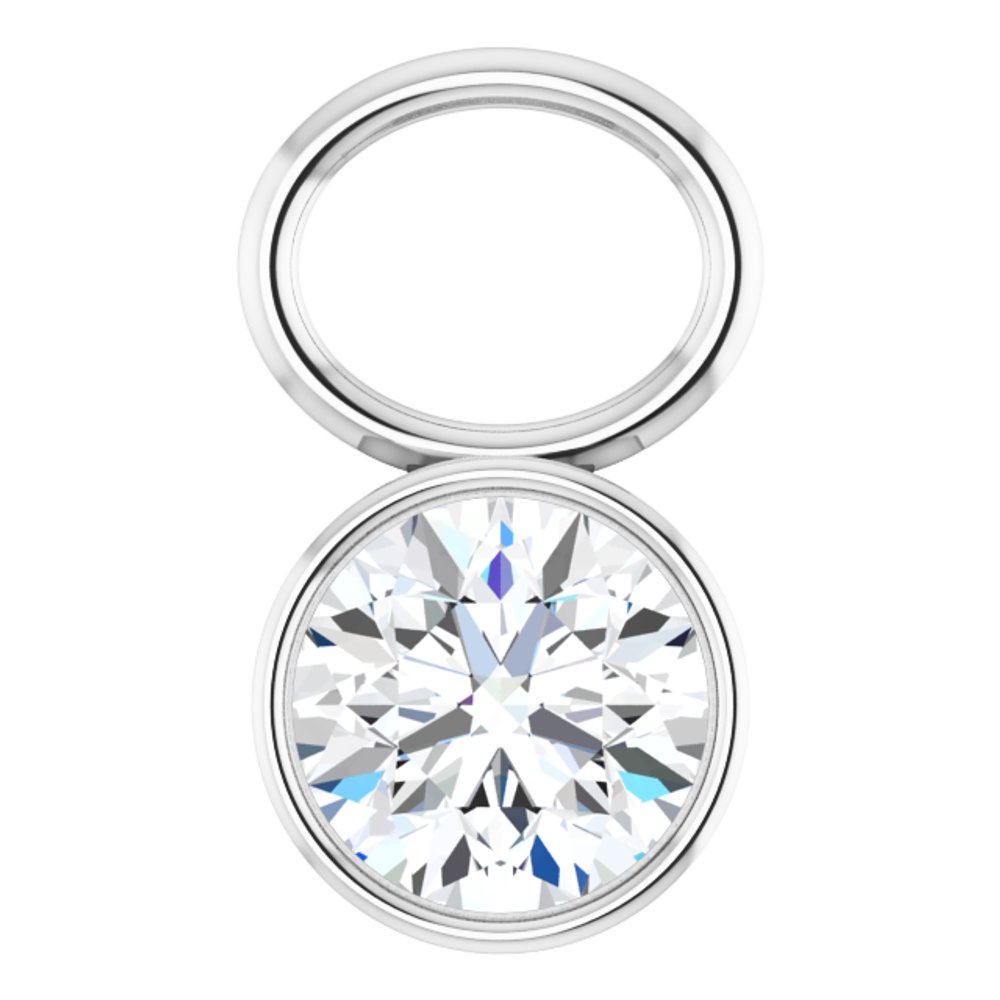 Platinum Lab-Grown Moissanite Bezel-Set Hoop Dangle