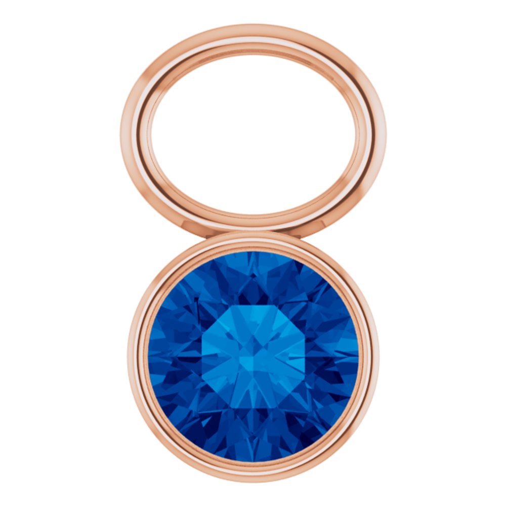 14K Rose Lab-Grown Blue Sapphire Hoop Dangle