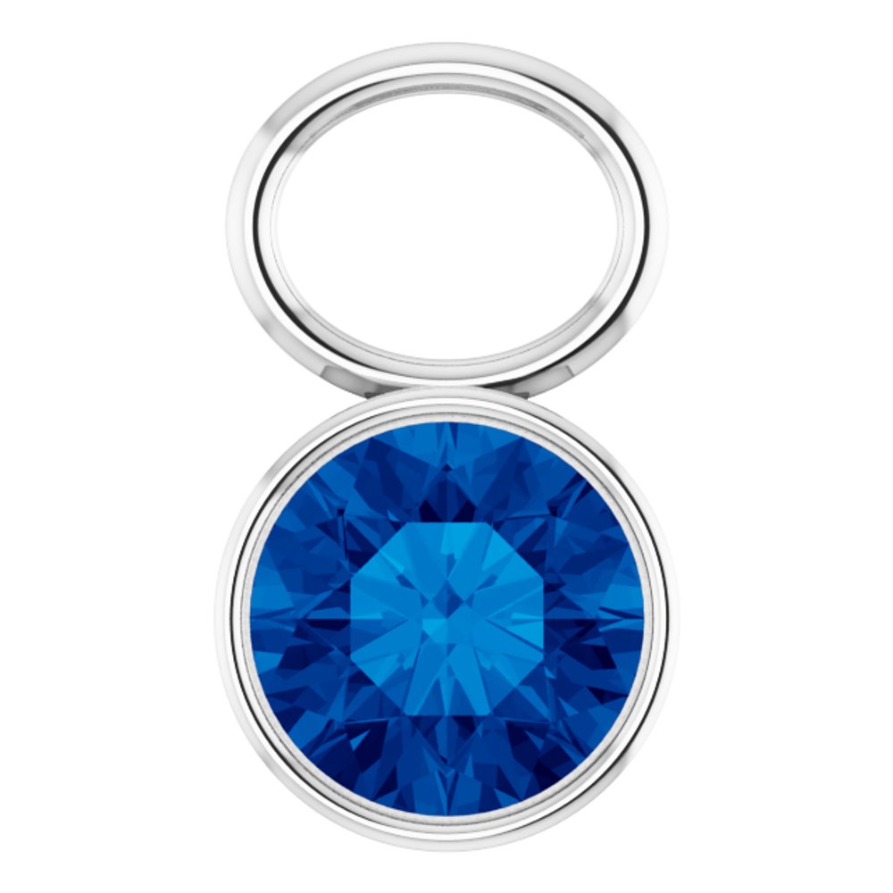 Platinum Lab-Grown Sapphire Bezel-Set Hoop Dangle