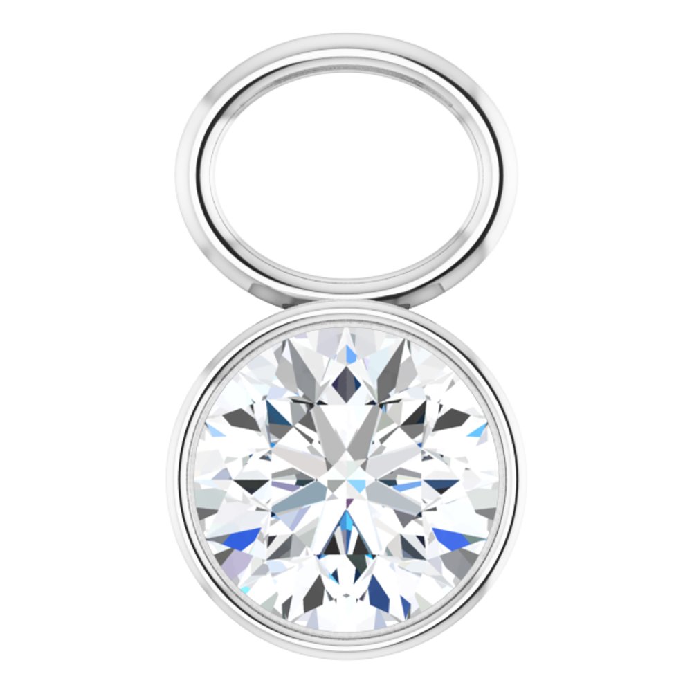 Platinum Lab-Grown Moissanite Bezel-Set Hoop Dangle