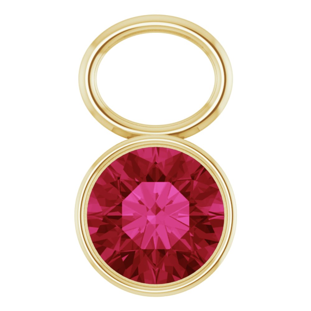 14K Yellow Lab-Grown Ruby Bezel-Set Hoop Dangle