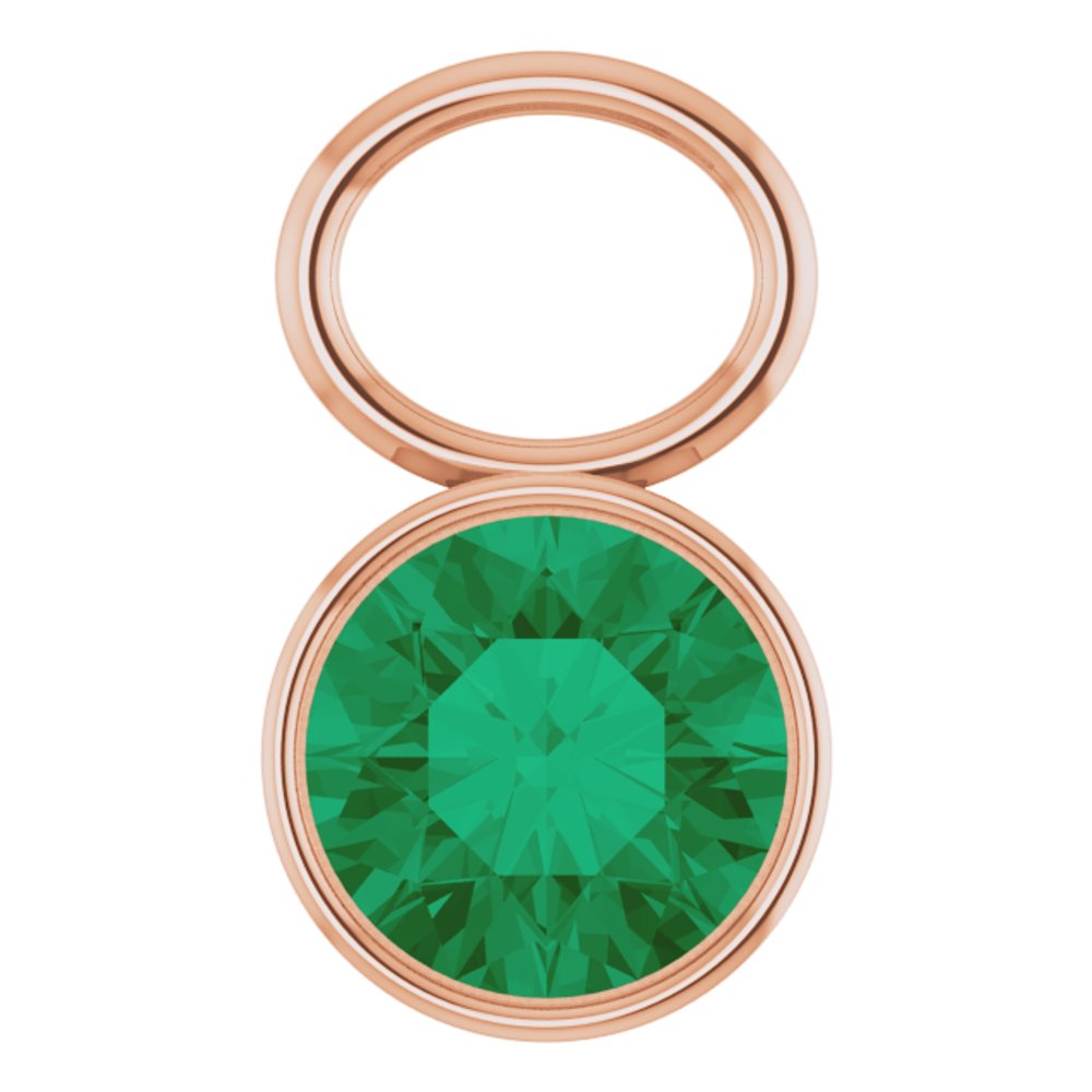 14K Rose Lab-Grown Emerald Hoop Dangle