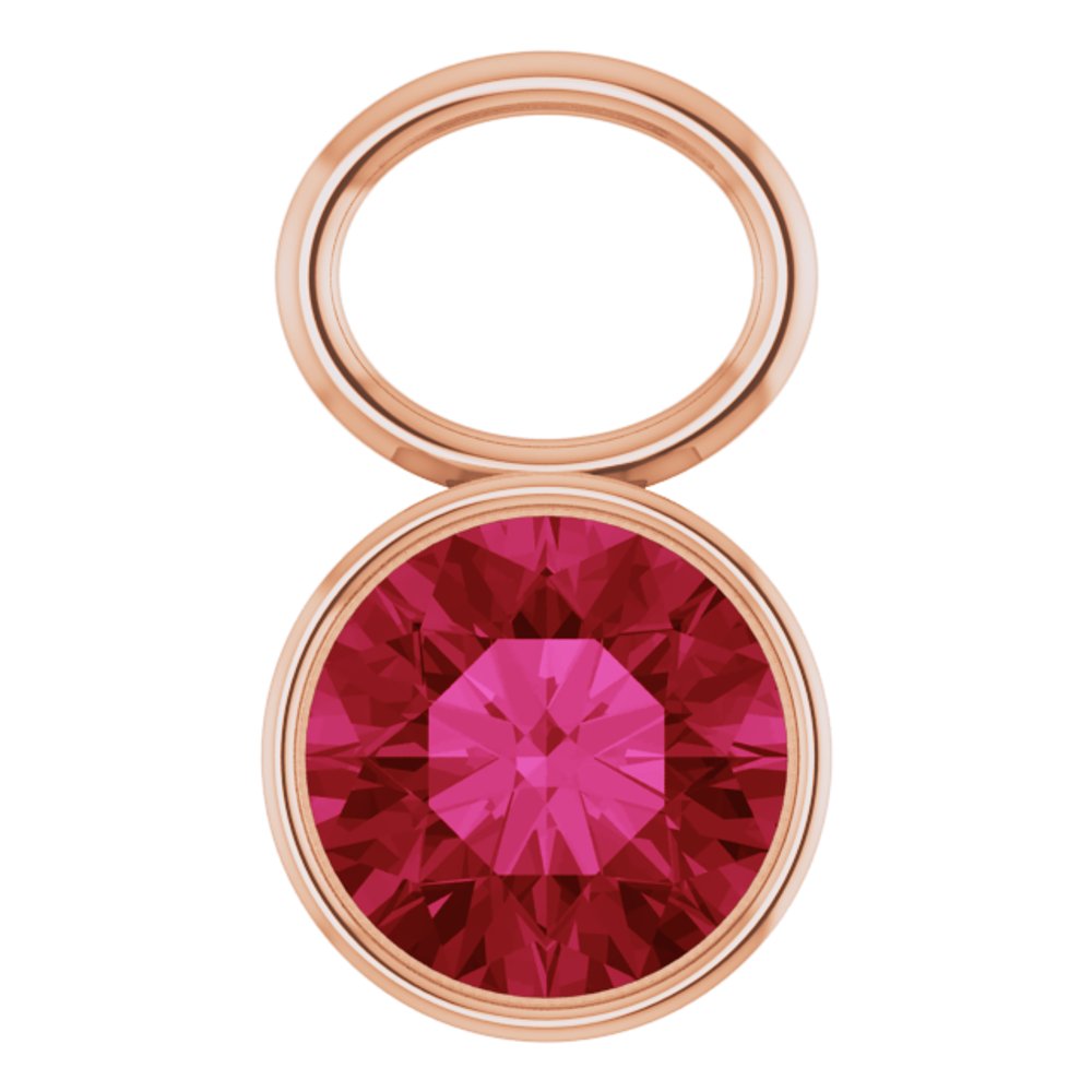 14K Rose Lab-Grown Ruby Hoop Dangle