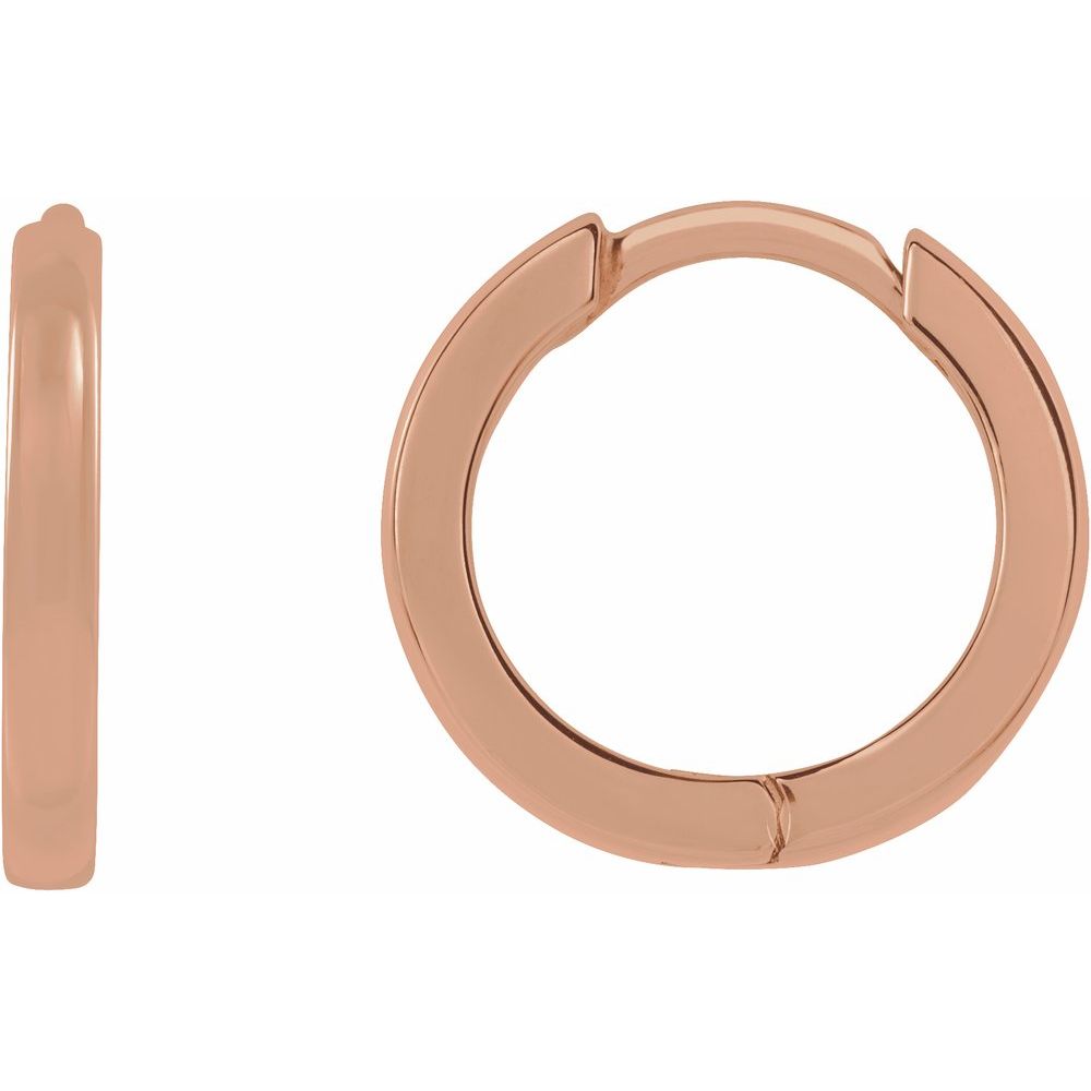 14K Rose 10 mm Huggie Hoop Earrings