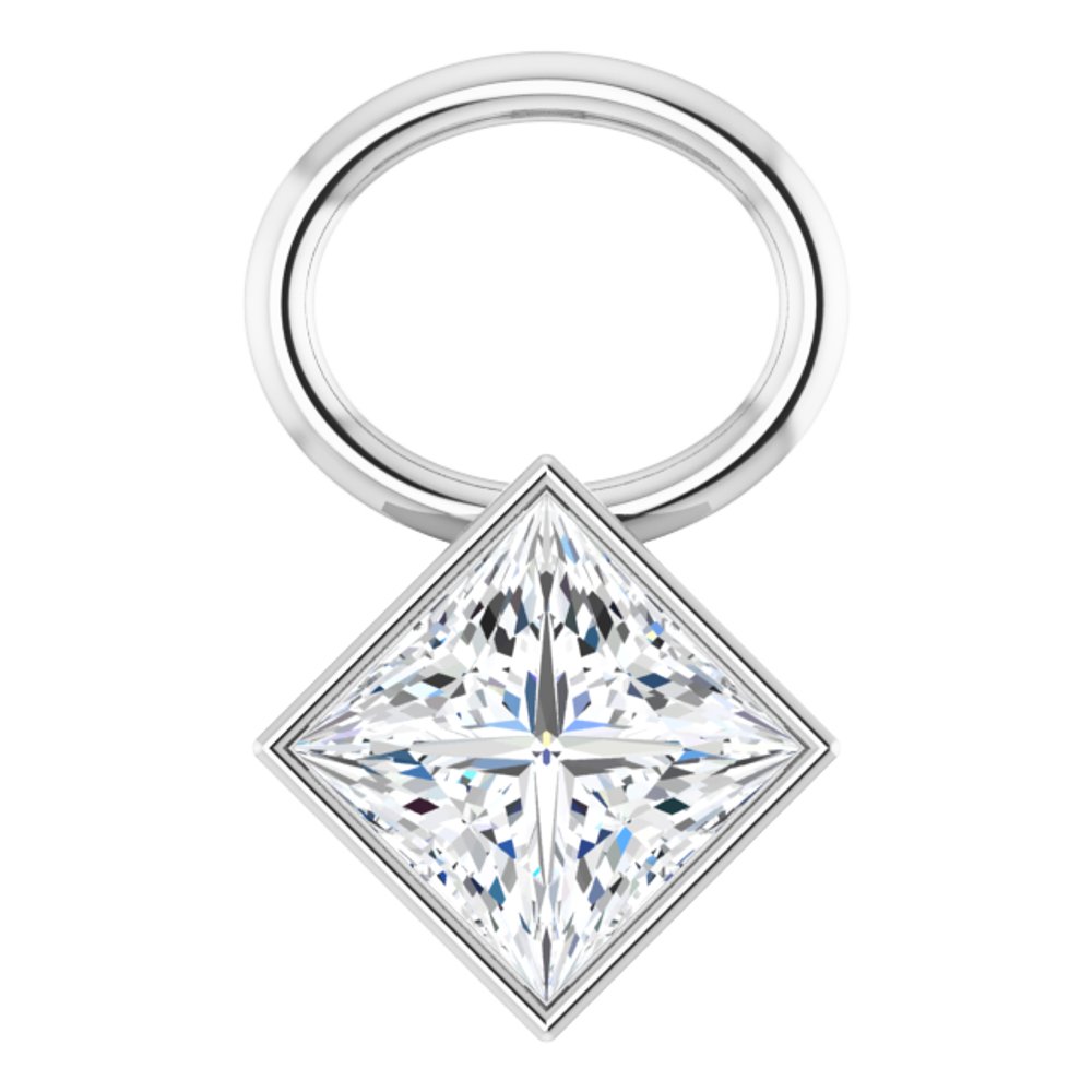 14K White 1/6 CT Lab-Grown Diamond Hoop Dangle