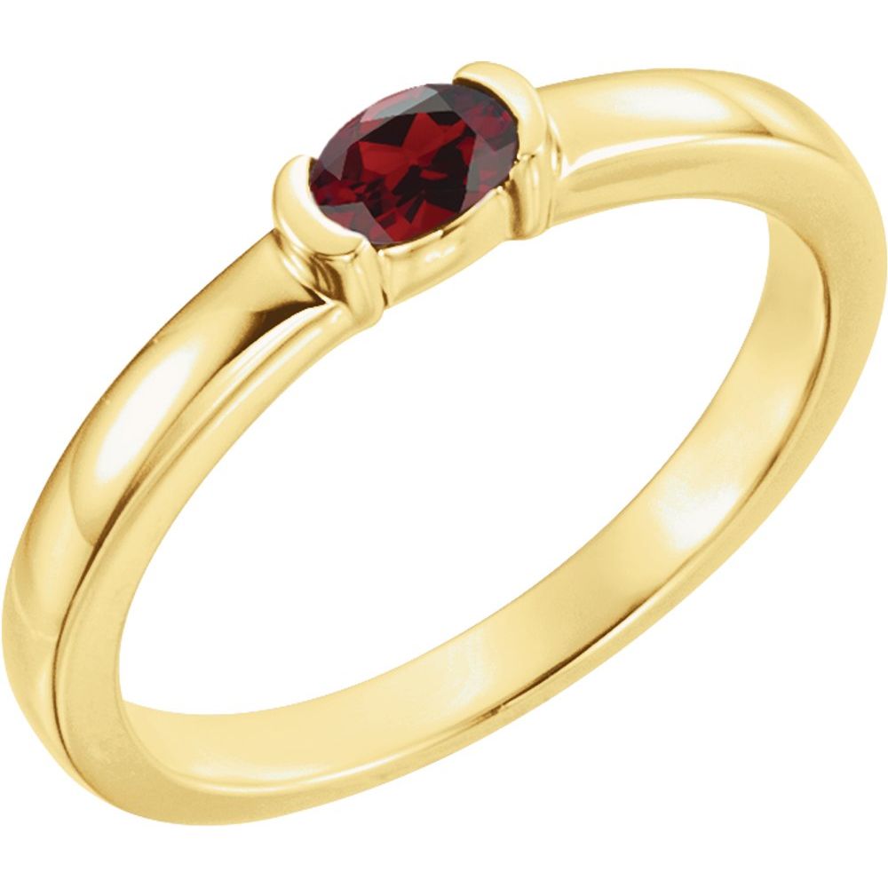 14K Yellow Natural Mozambique Garnet Family Stackable Ring