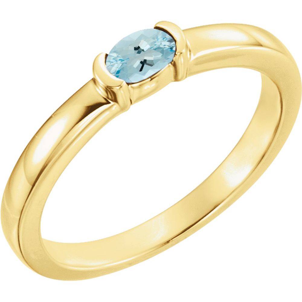 14K Yellow Natural Aquamarine Family Stackable Ring