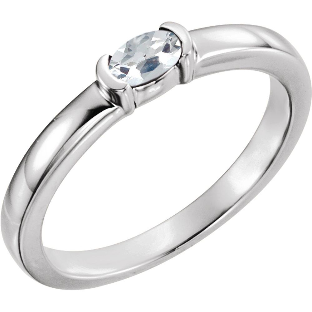 Sterling Silver Natural White Sapphire Family Stackable Ring