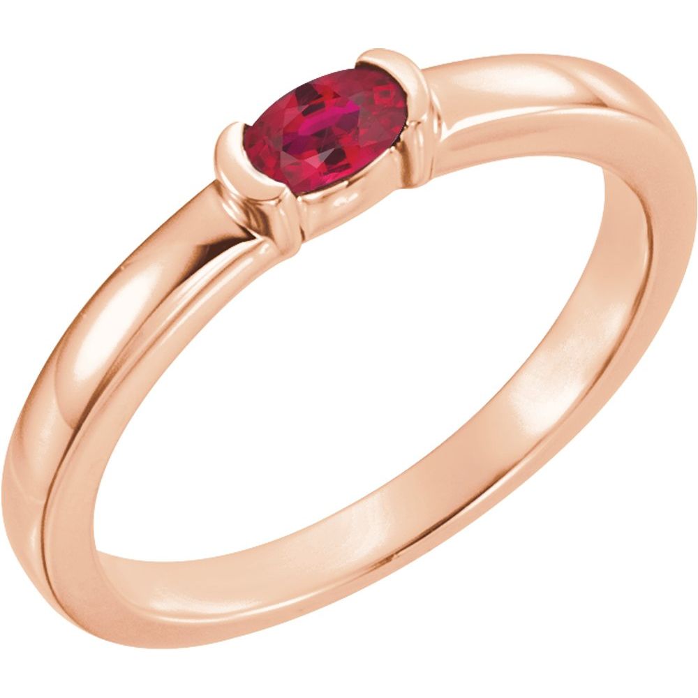 14K Rose Natural Ruby Family Stackable Ring