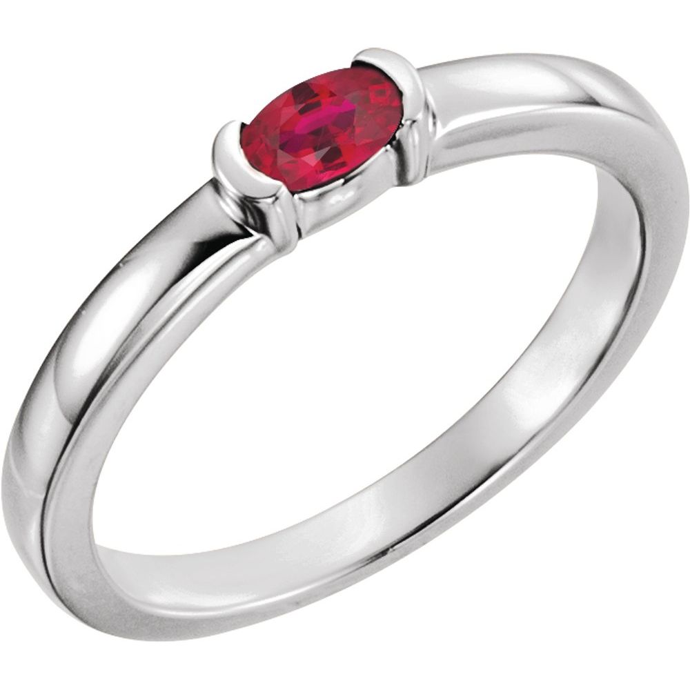 Sterling Silver Natural Ruby Family Stackable Ring