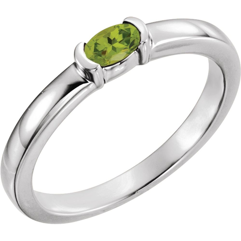 Sterling Silver Natural Peridot Family Stackable Ring