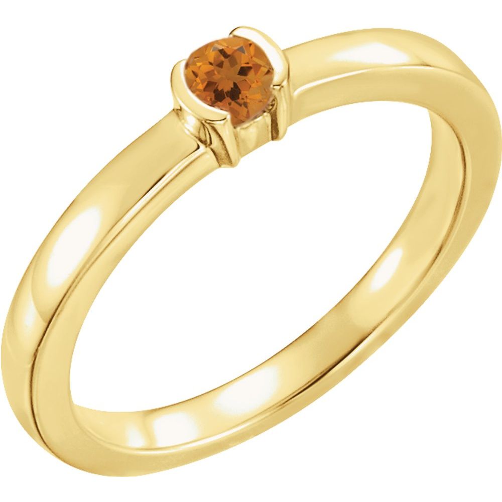 14K Yellow Natural Citrine Family Stackable Ring